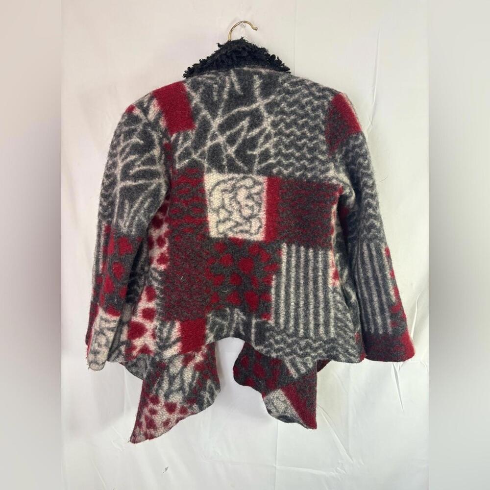 VTG Sak’s 5th Ave Boho Wool Blend Shaggy Collar Coat Cardigan Size M-L - Picture 10 of 10